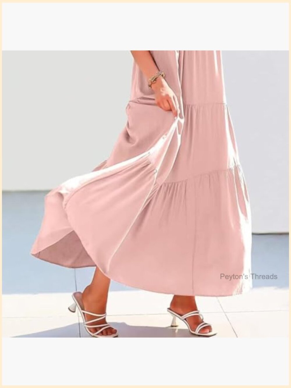 Spaghetti Strap Maxi Dress A-Line Square Neck Sleeveless Summer Dress - Picture 6 of 7